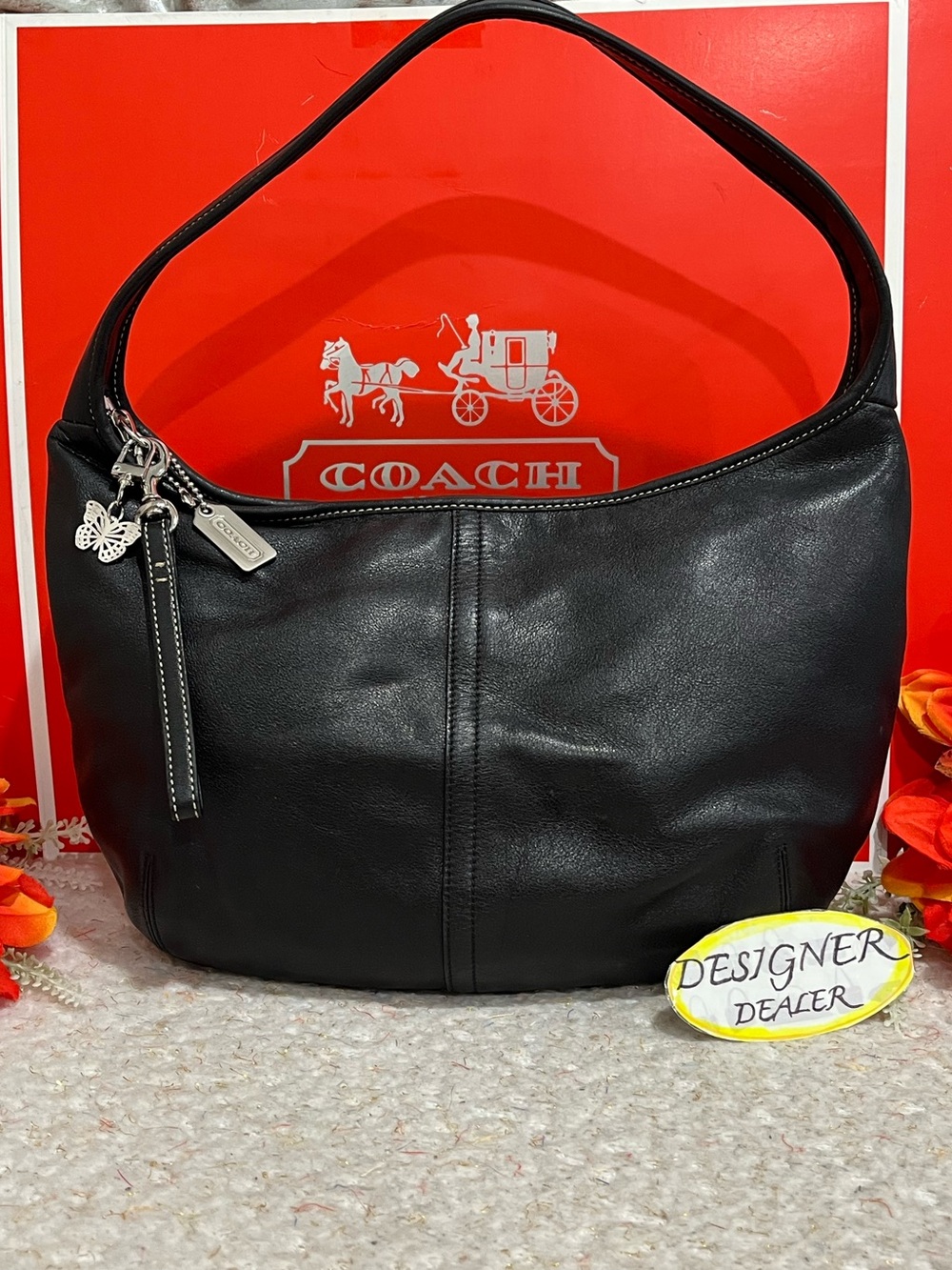COACH Vintage Ergo Black Leather Hobo bag 9219 VGC!